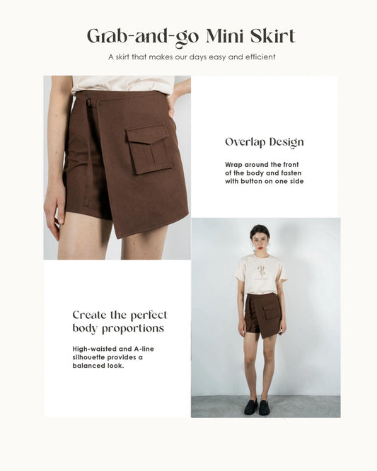 Harrey Pocket Overlap Skort (Brown)