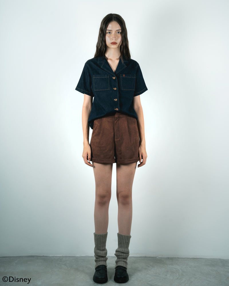Pinocchio Notch Collar Denim Top (Denim)