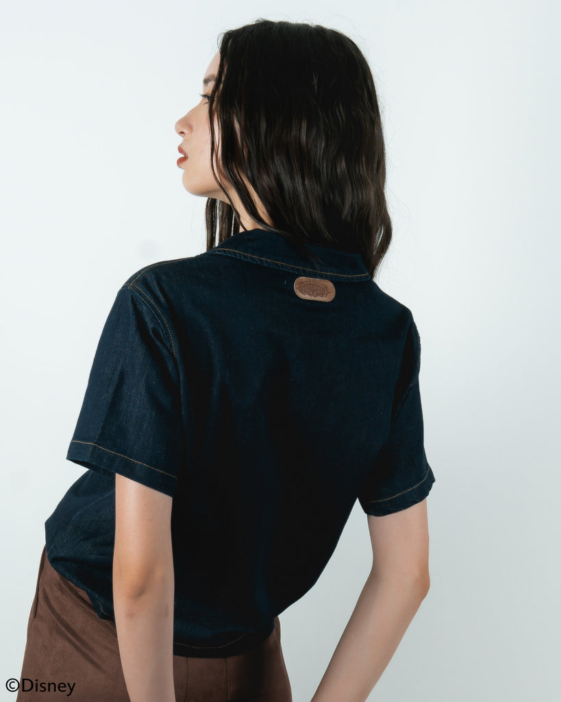 Pinocchio Notch Collar Denim Top (Denim)