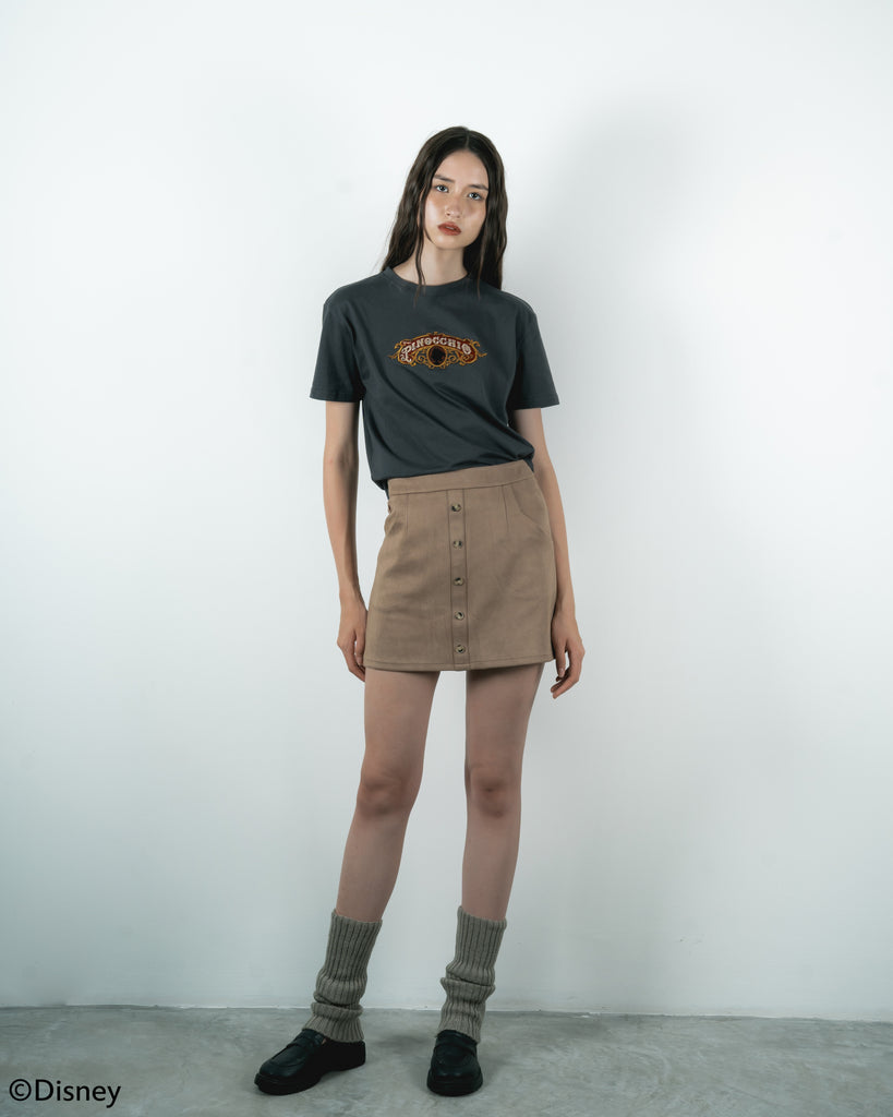 Pinocchio Suede A-Line Skirt (Brown)