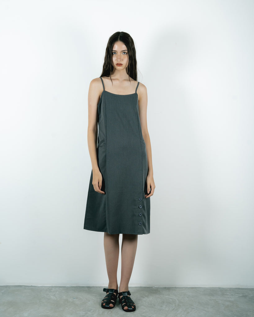 Hani Sleeveless Slip Dress (Dark Grey)