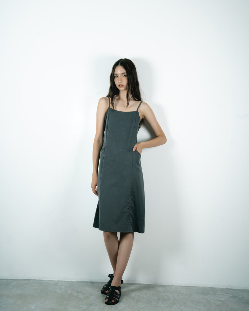 Hani Sleeveless Slip Dress (Dark Grey)