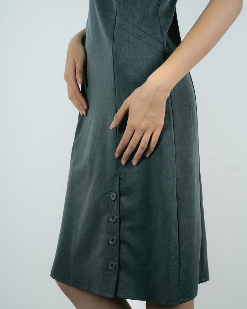 Hani Sleeveless Slip Dress (Dark Grey)