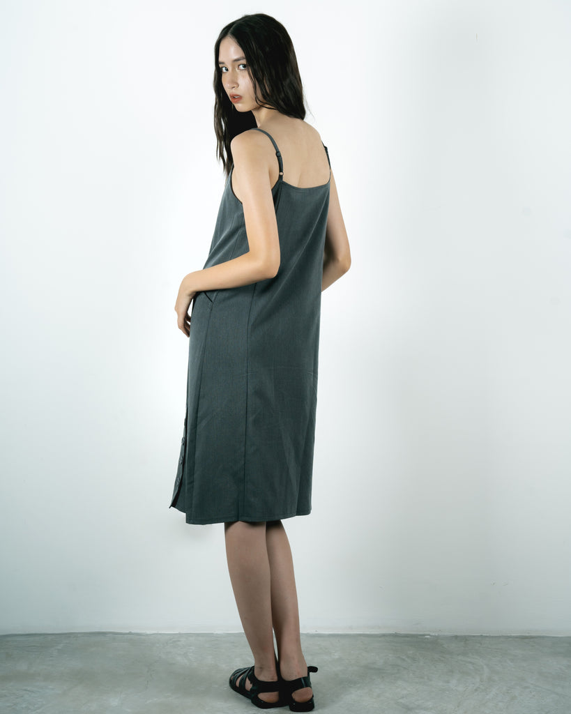 Hani Sleeveless Slip Dress (Dark Grey)