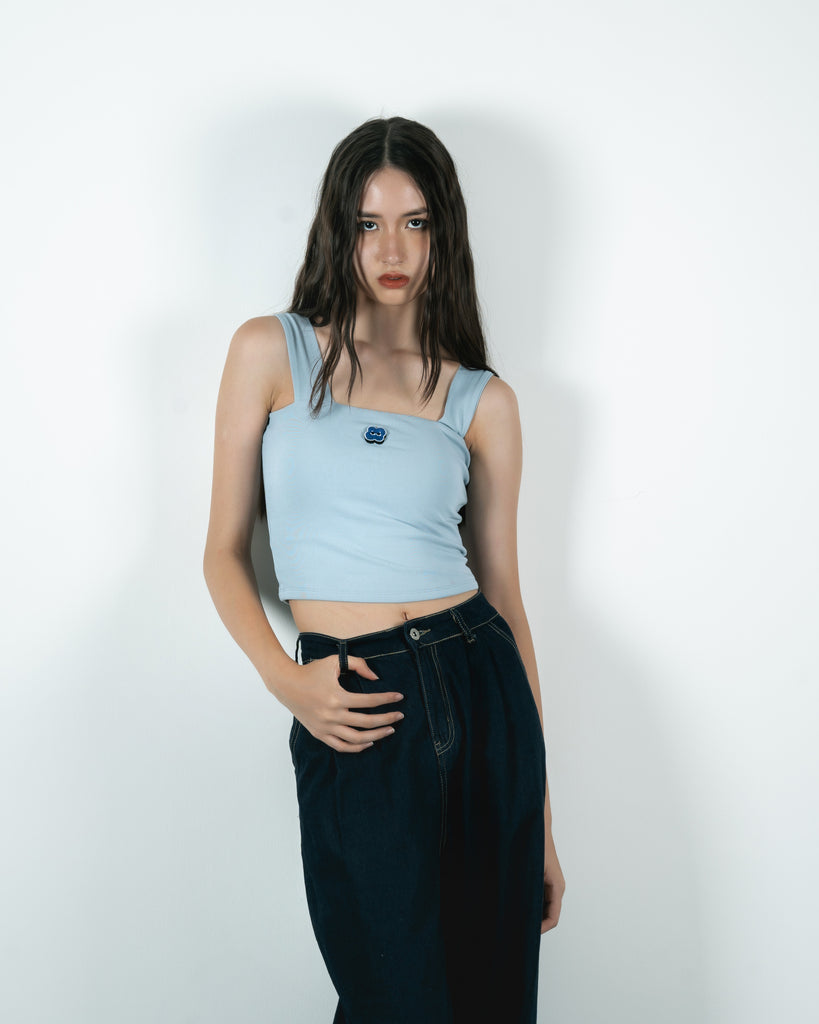LULU Embroidery Patch Tank Top (Light Blue)