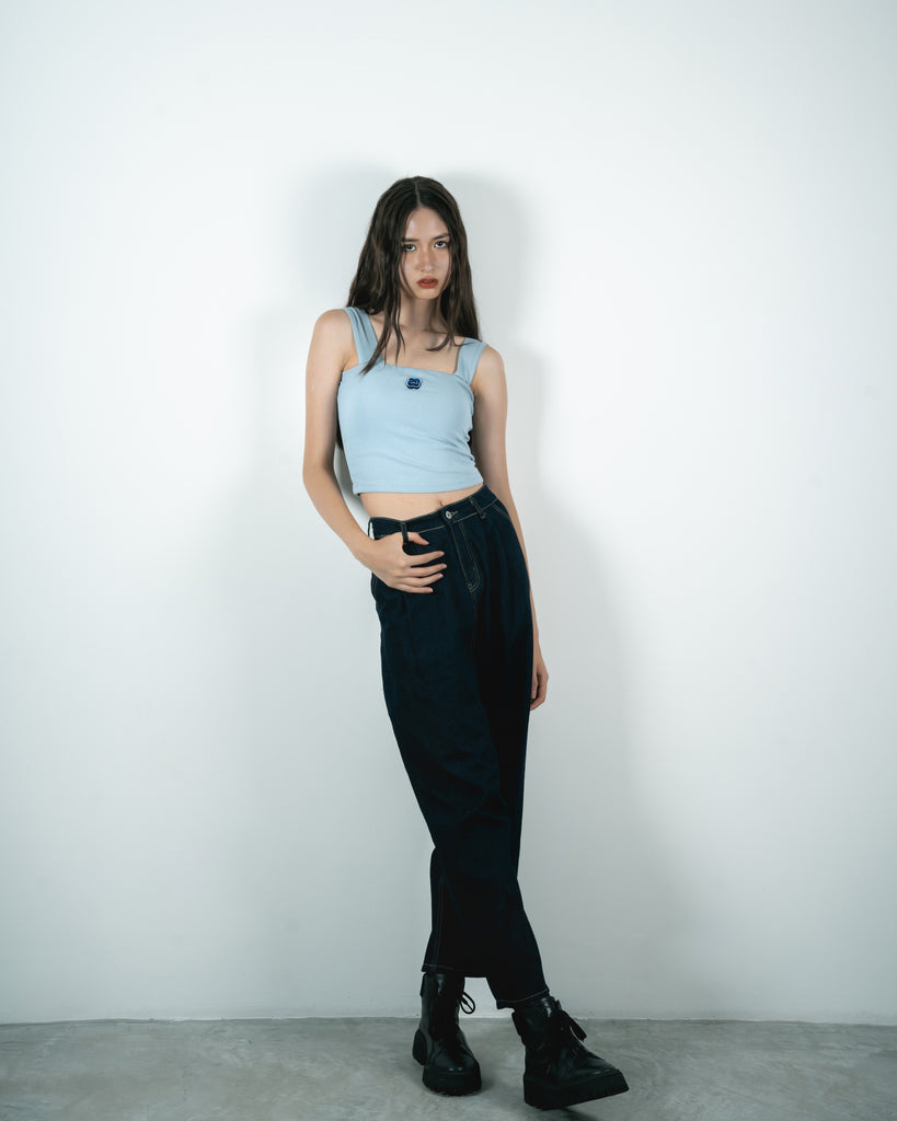 LULU Embroidery Patch Tank Top (Light Blue)