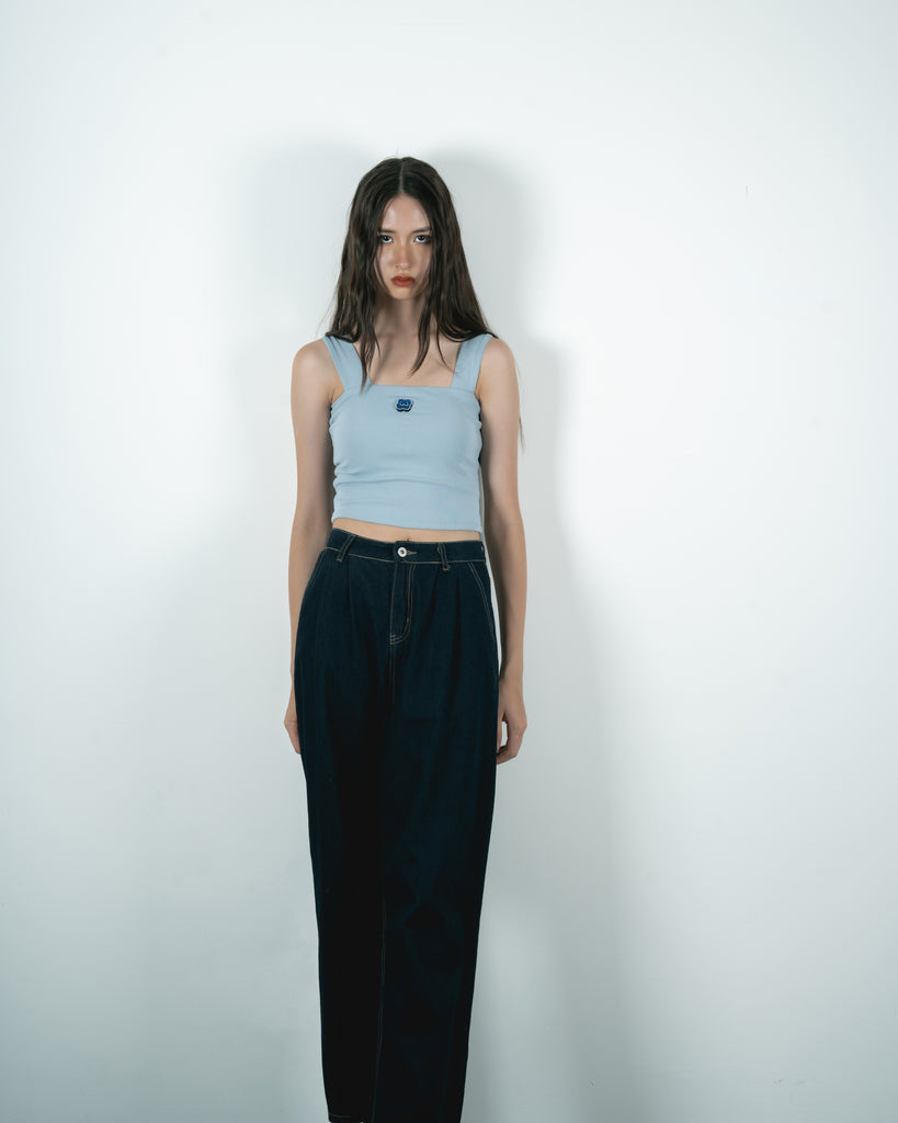 LULU Embroidery Patch Tank Top (Light Blue)