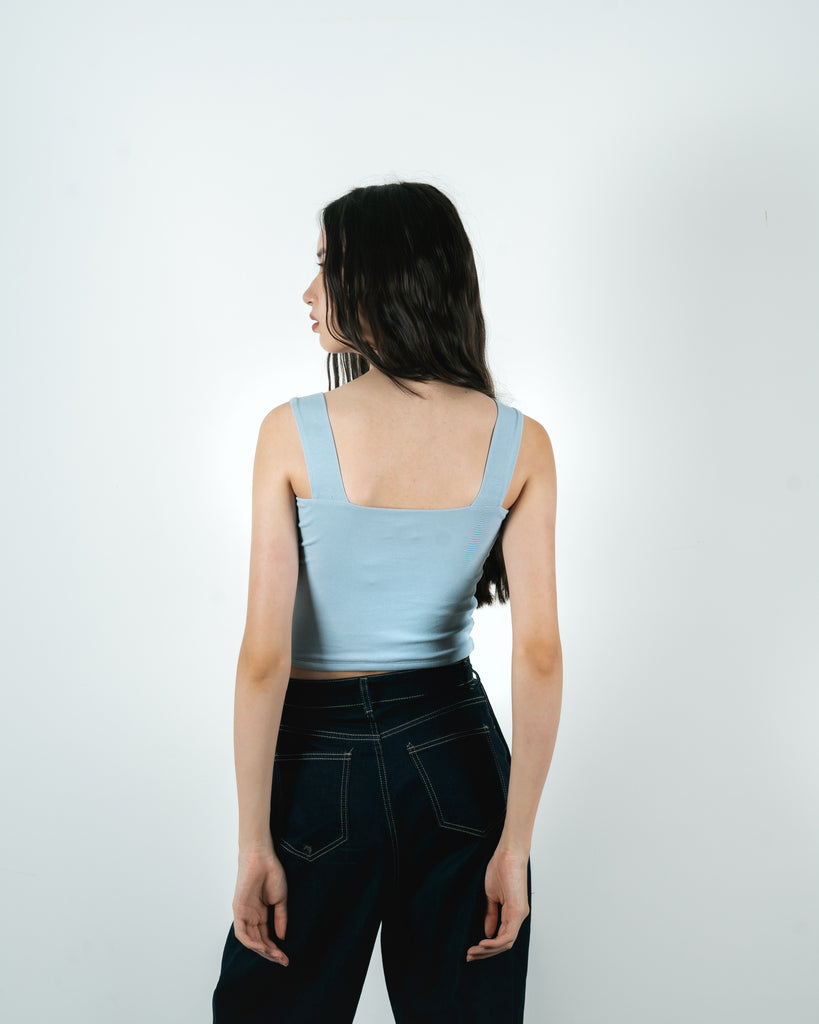 LULU Embroidery Patch Tank Top (Light Blue)