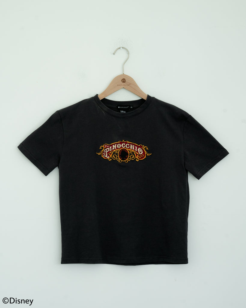 Pinocchio Embroidery Tee (Dark Grey)