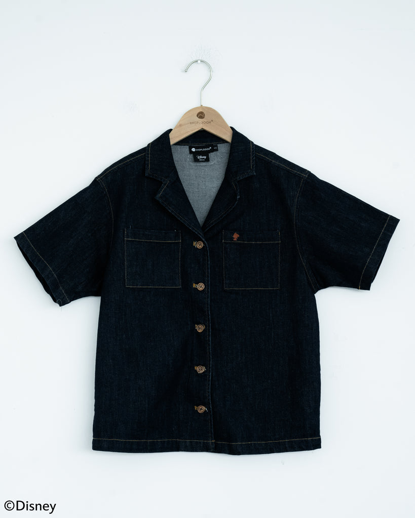 Pinocchio Notch Collar Denim Top (Denim)