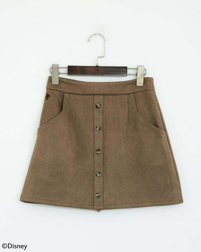 Pinocchio Suede A-Line Skirt (Brown)