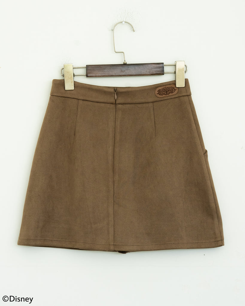 Pinocchio Suede A-Line Skirt (Brown)