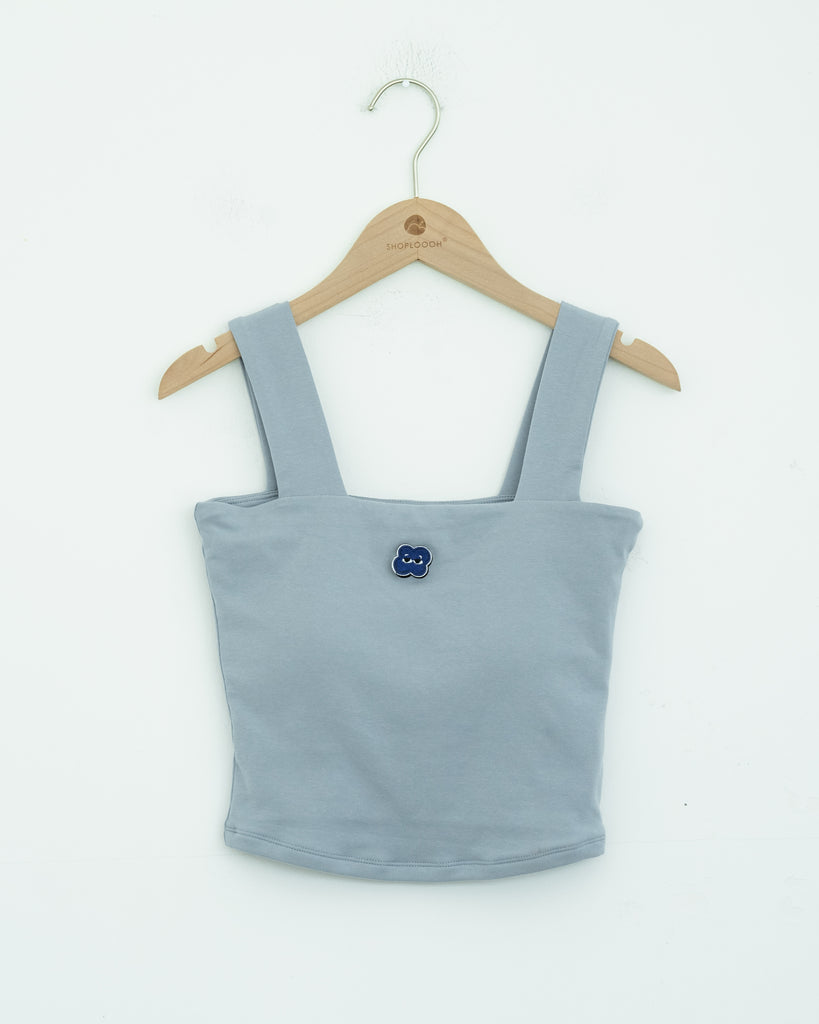 LULU Embroidery Patch Tank Top (Light Blue)