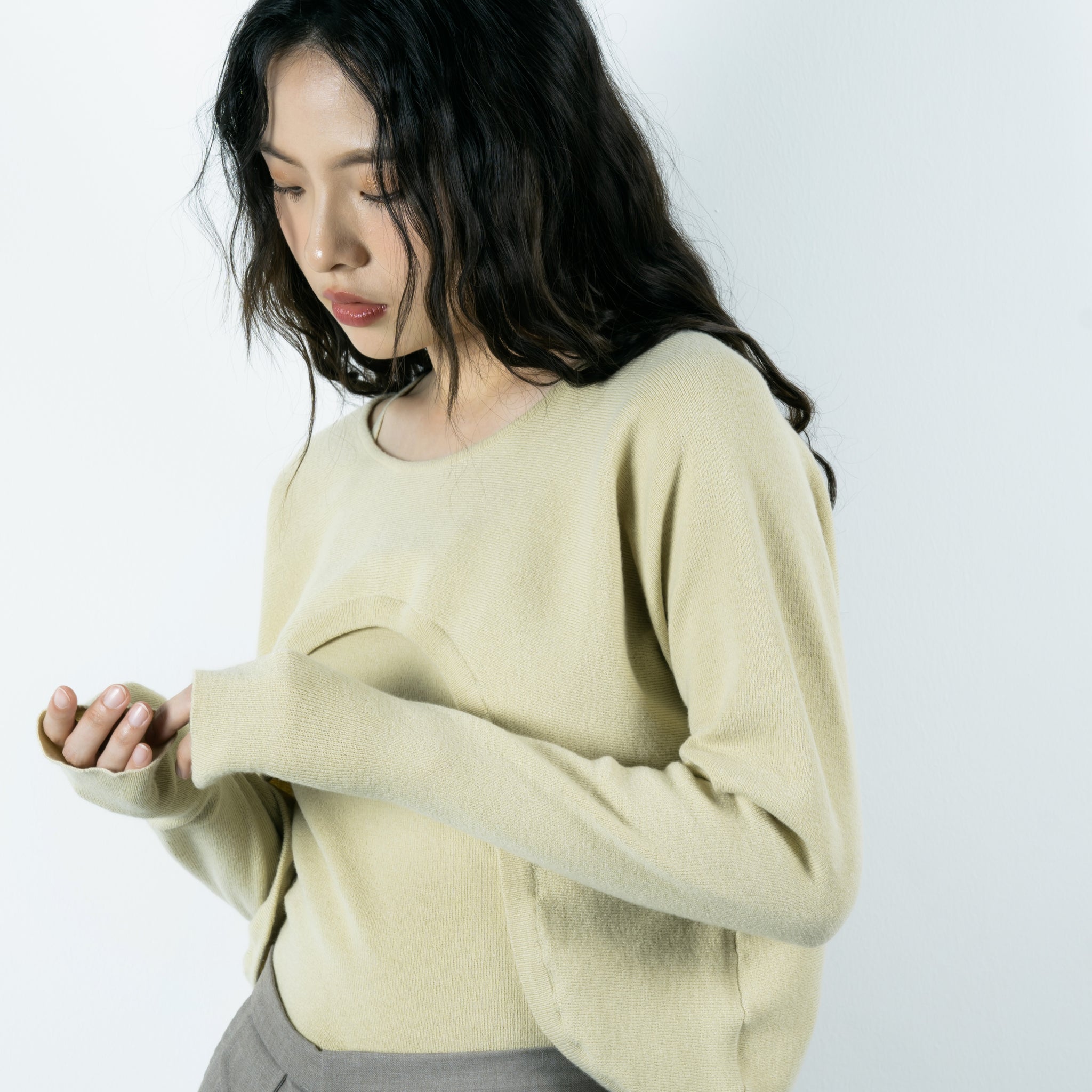 Multi-Wear Long Sleeve Knit Top (Avocado)