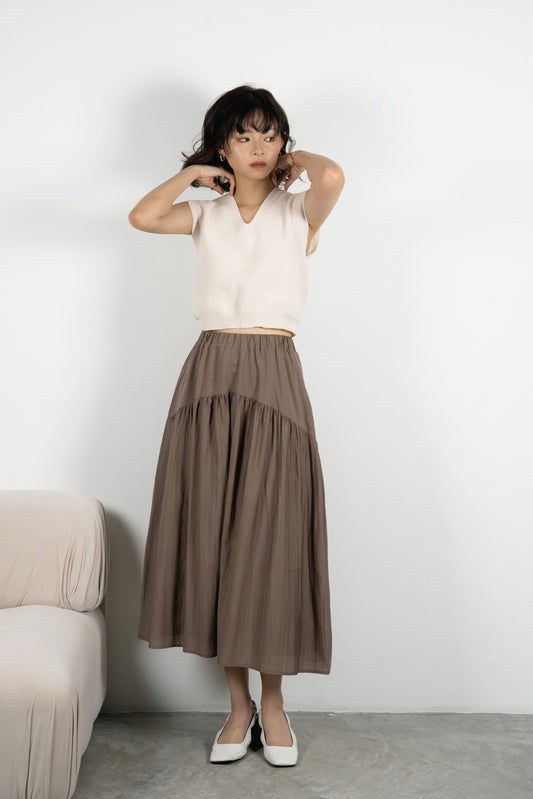 Adeline Flare Maxi Skirt (Khaki)