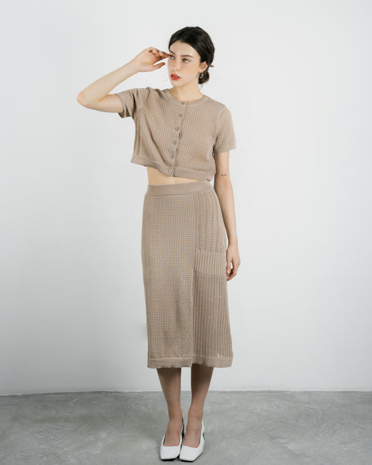 Eco Knitted A-line Skirt (Grey Brown)