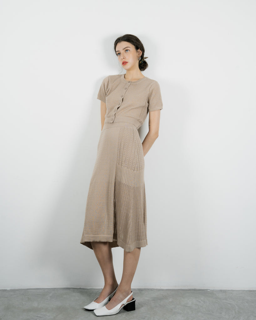 Eco Knitted A-line Skirt (Grey Brown)
