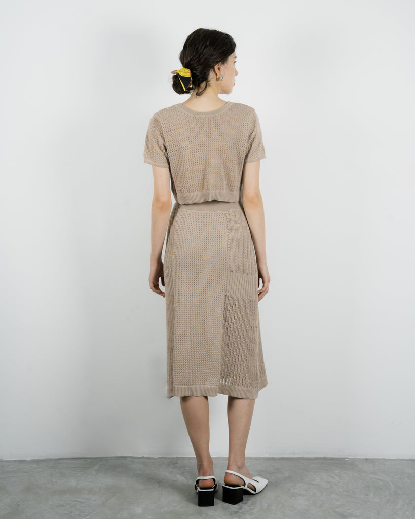 Eco Knitted A-line Skirt (Grey Brown)