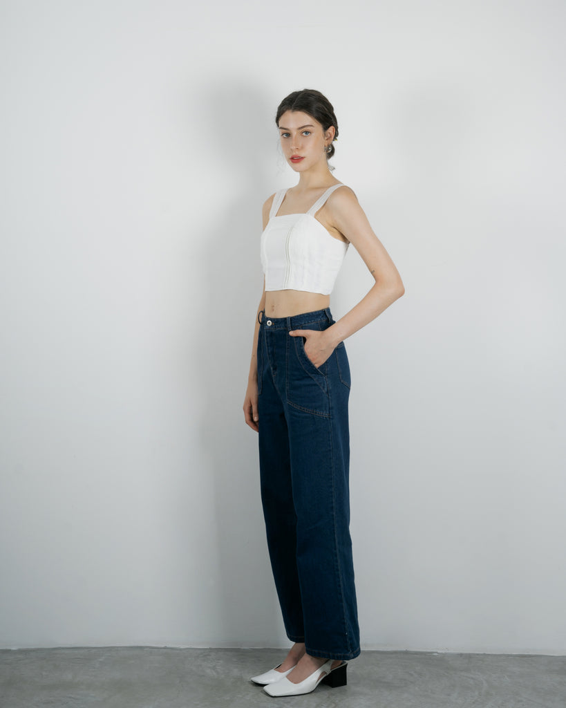 Eco Lace Sleeveless Crop Tank Top (White)