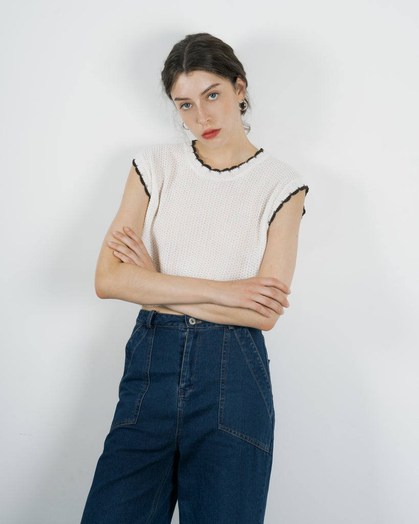 Eco Sleeveless Knit Top (White)