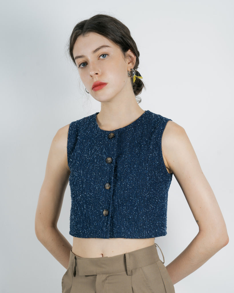 Caelan Denim Sleeveless Tank Top (Denim)