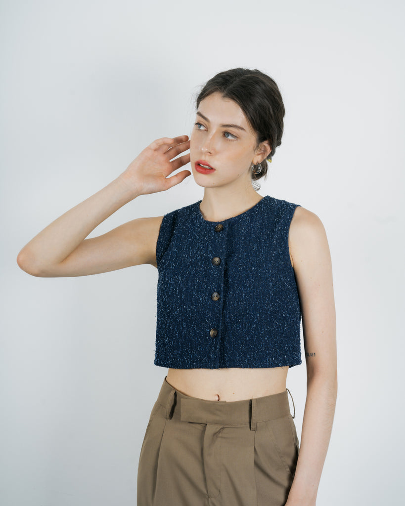 Caelan Denim Sleeveless Tank Top (Denim)