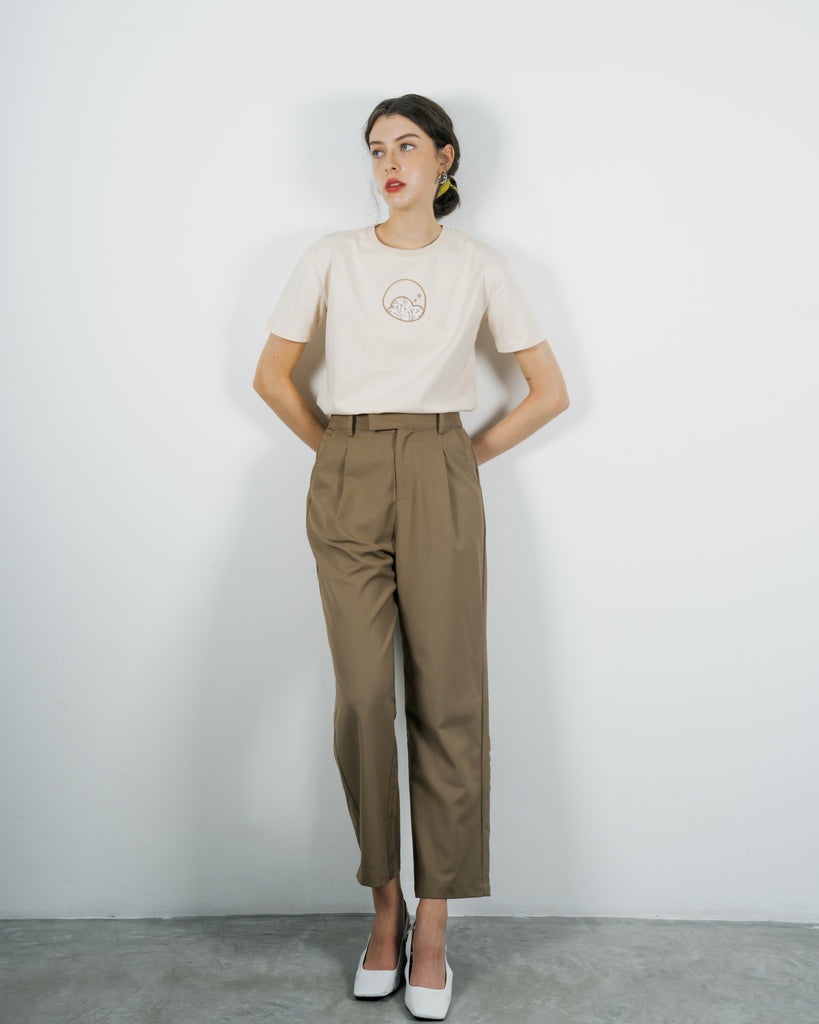 Applique Logo Tee (Beige)