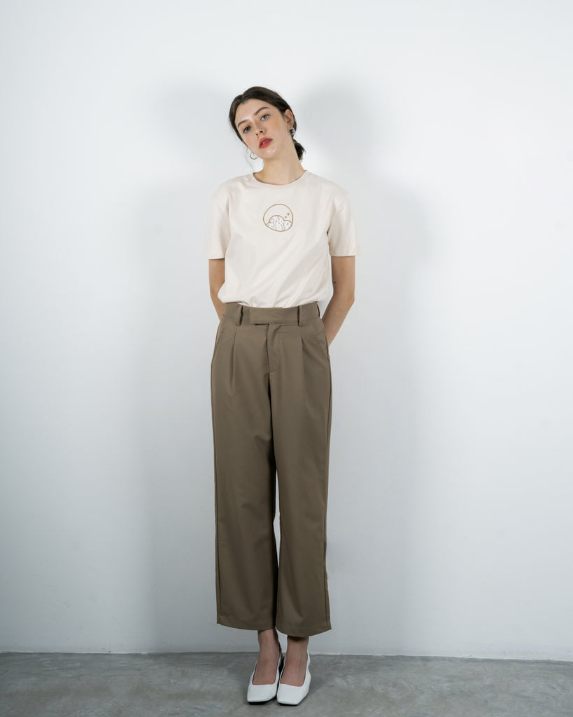 Applique Logo Tee (Beige)