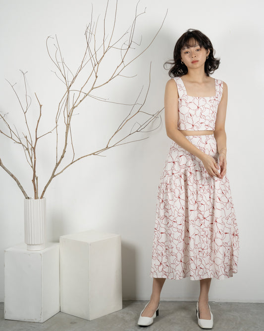 Printed Floral Flare Skirt (Floral Print)