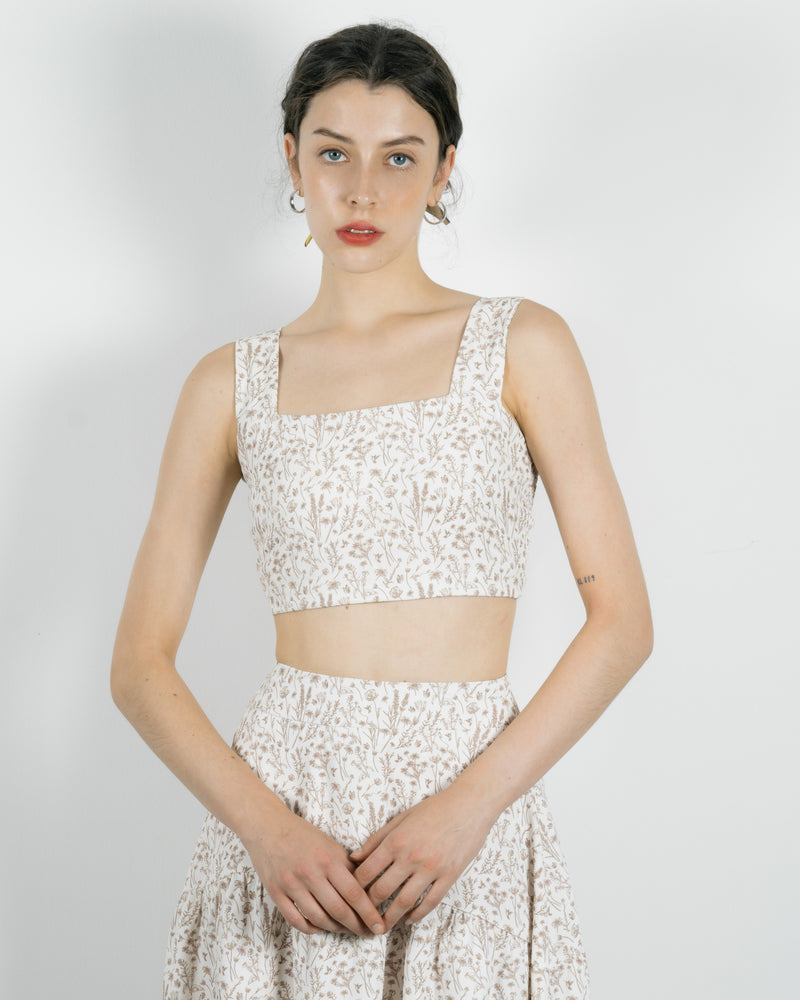 Printed Floral Cropped Tank Top (Printed)
