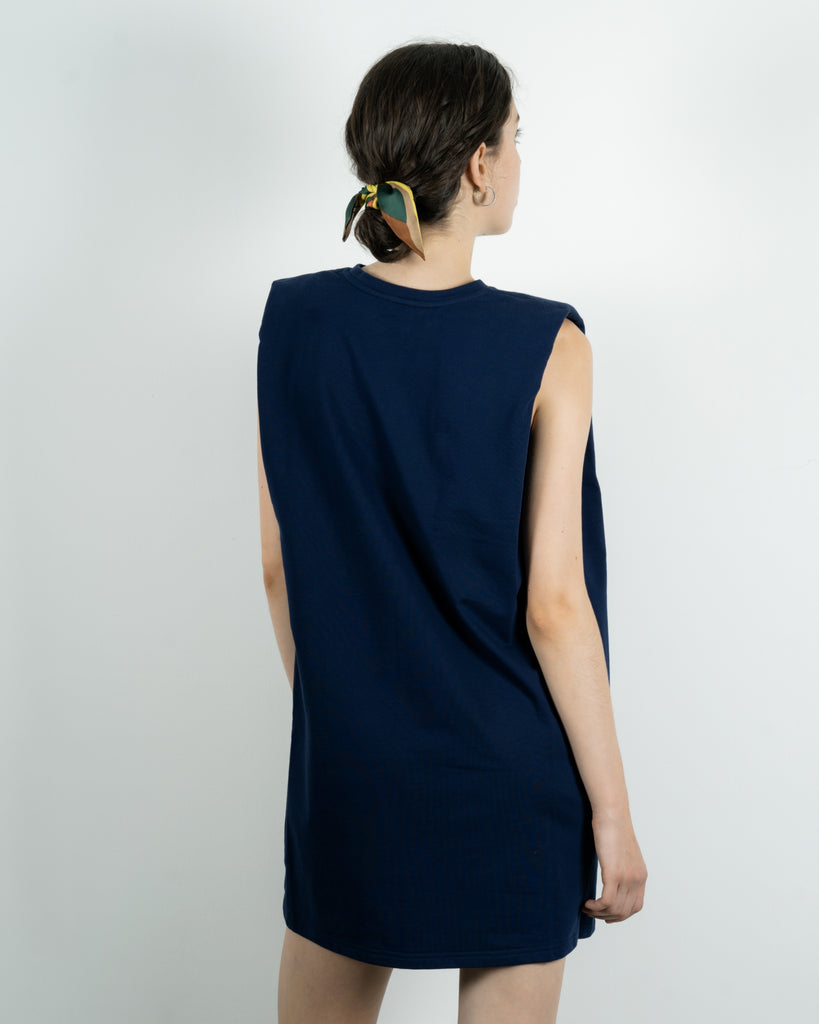 Padded Shoulder Cotton Dress