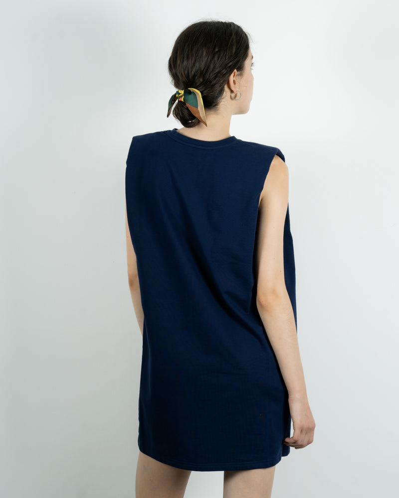 Padded Shoulder Cotton Dress