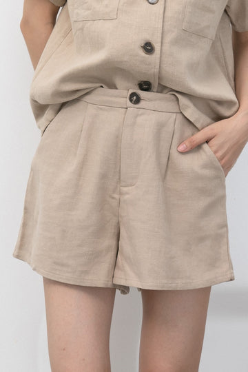 Lara Linen A Line Shorts (Khaki)
