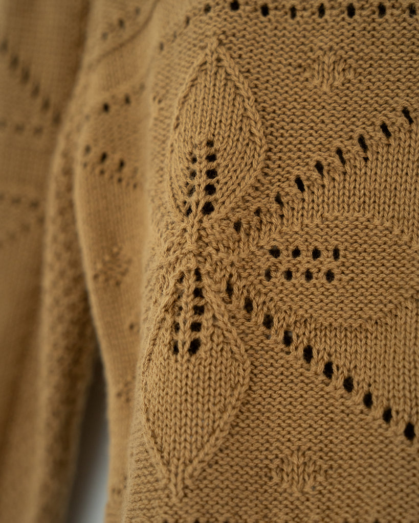 Floral Crochet Long Sleeve Cardigan (Caramel)