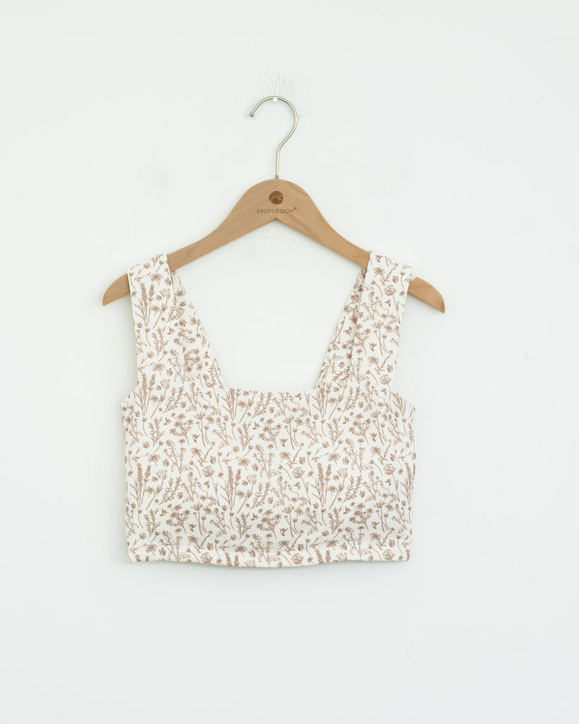 Printed Floral Cropped Tank Top (Printed)