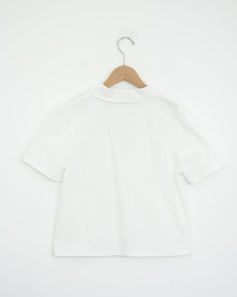Scallop Notch Collar Shirt (White)