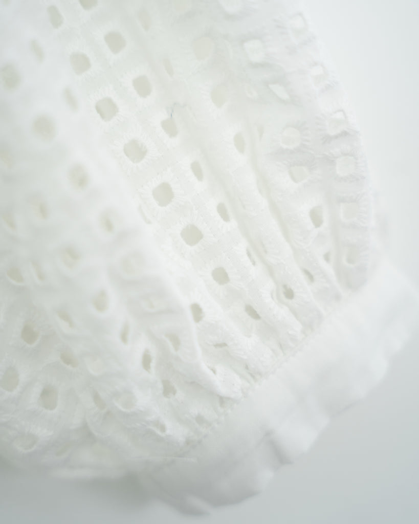 Broderie Button Down Blouse (White)