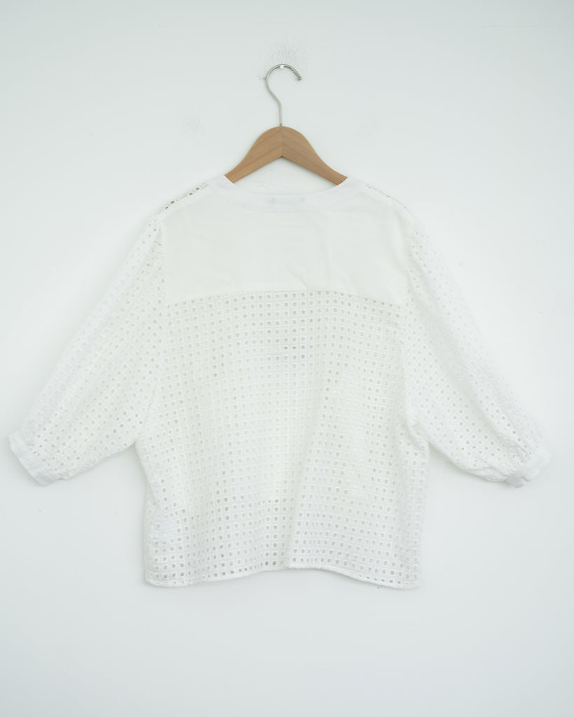 Broderie Button Down Blouse (White)