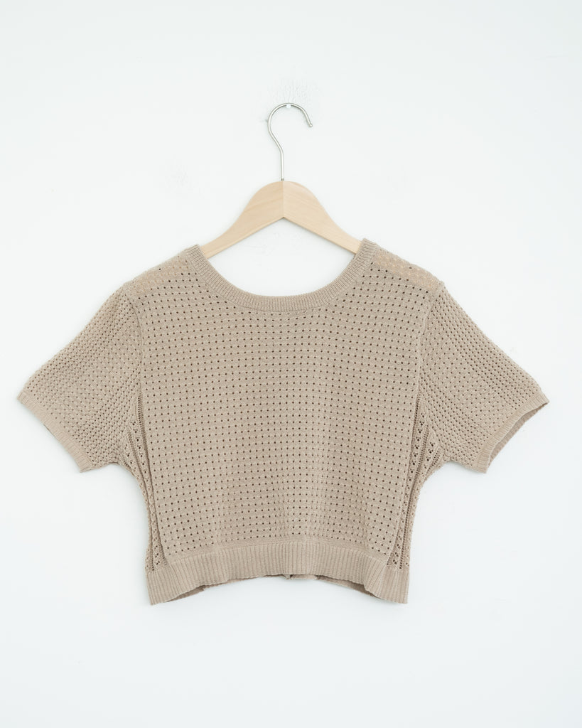 Two-Way Eco Button Knit Top (Grey Brown)