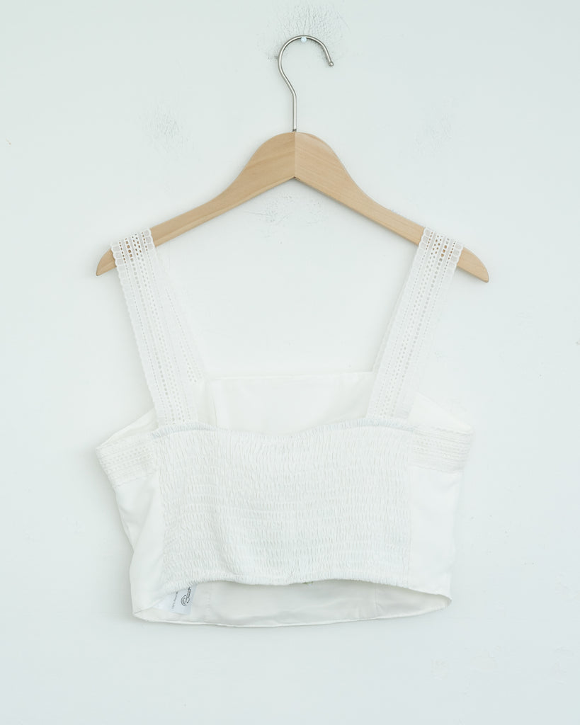 Eco Lace Sleeveless Crop Tank Top (White)