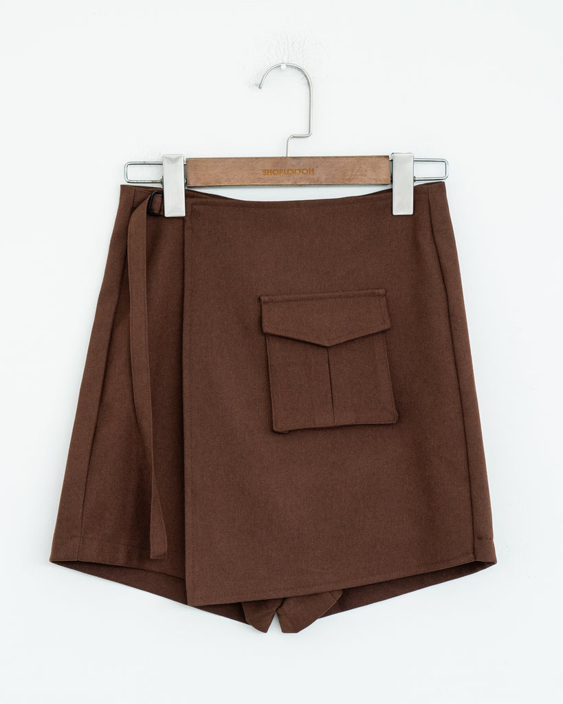 Harrey Pocket Overlap Skort (Brown)