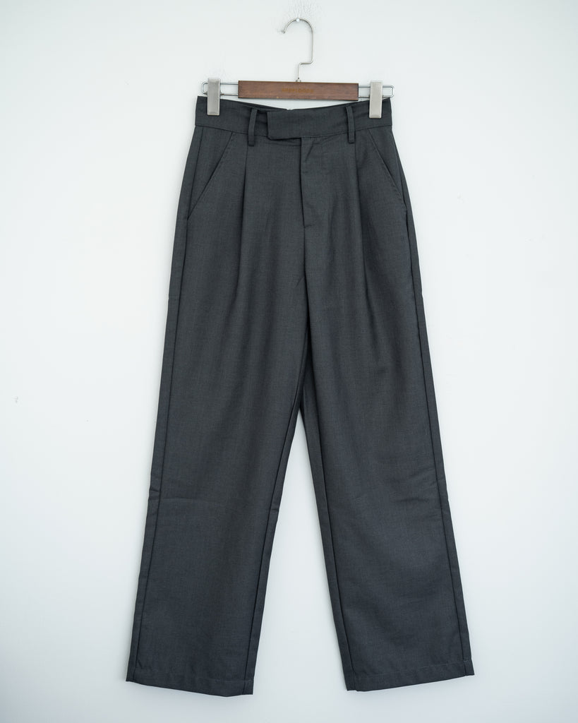 High Waist Pleated Trousers (Grey)