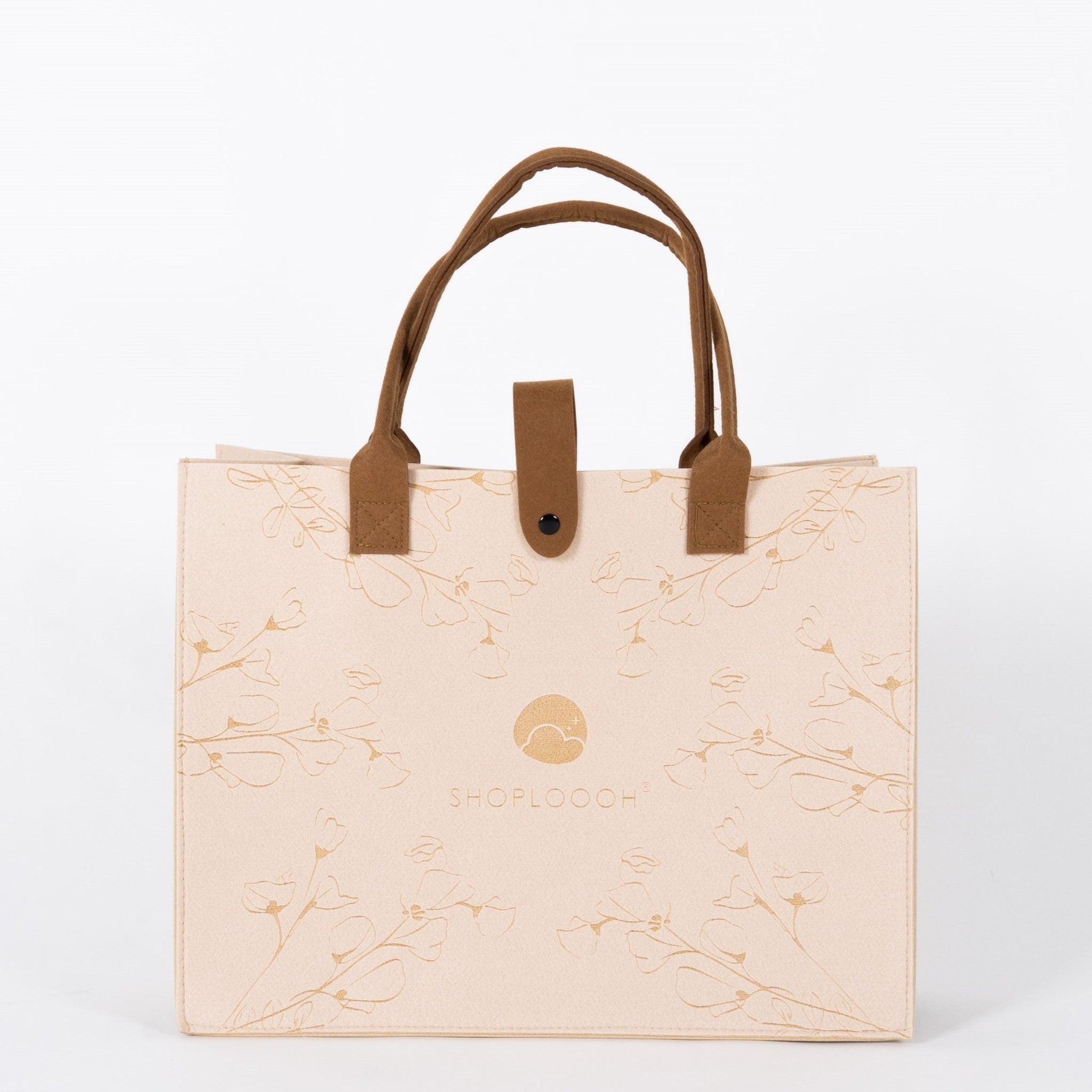 SHOPLOOOH Magnolia Felt Tote Bag (Beige)