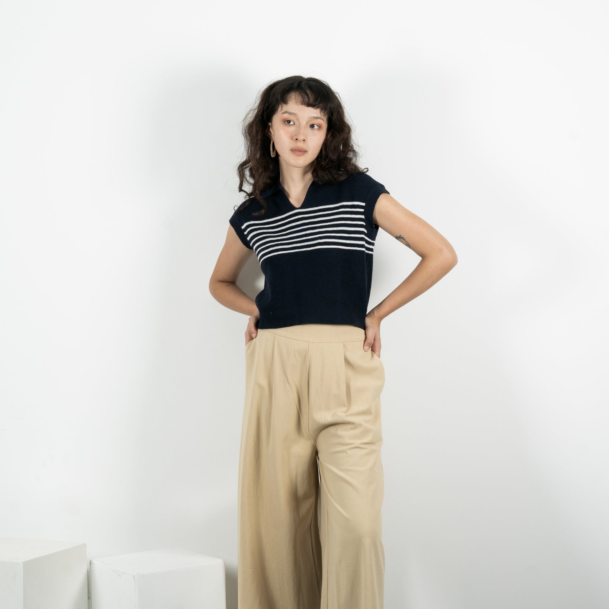 Eco Collar Knit Top (Black)