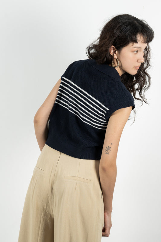 Eco Collar Knit Top (Black)
