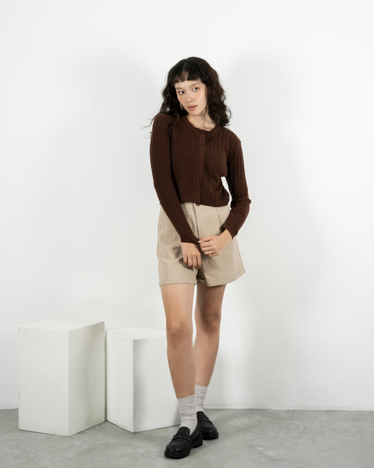 Eco Twist Knitted Long Sleeve Cardigan (Brown)