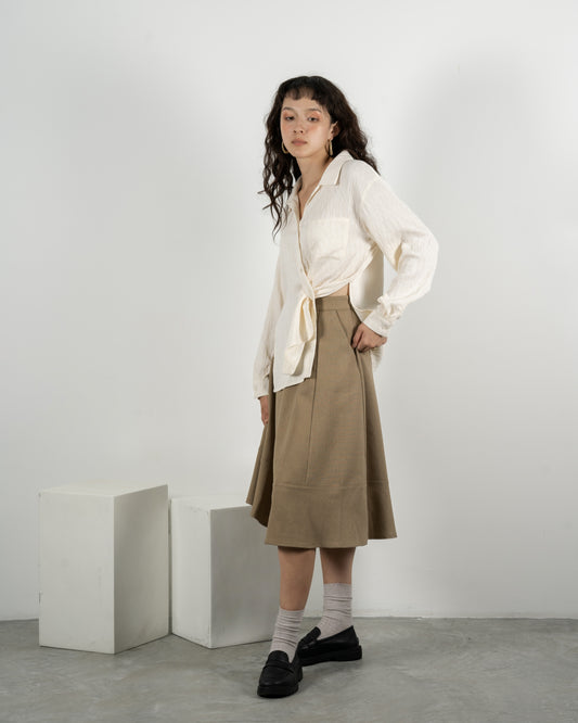 Linda Panel Skirt (Khaki Brown)