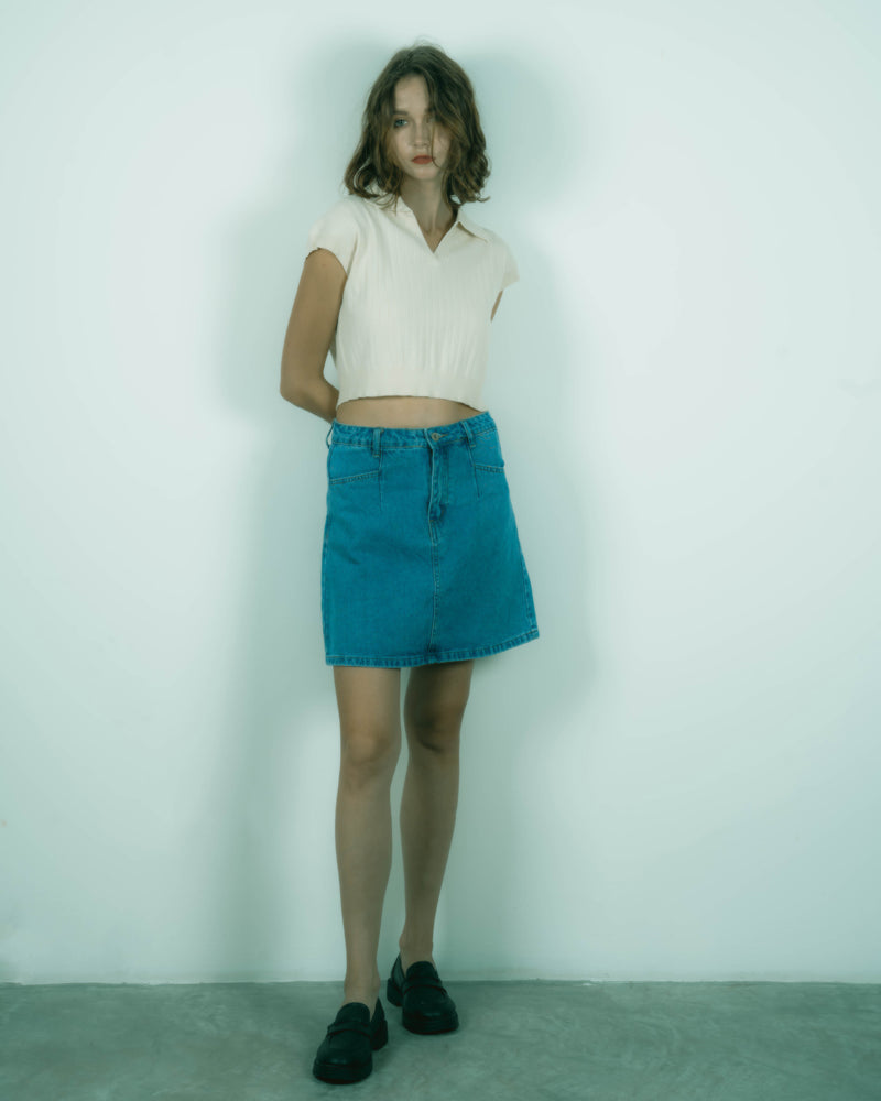 Zoe Denim A-Line Skirt (Denim)