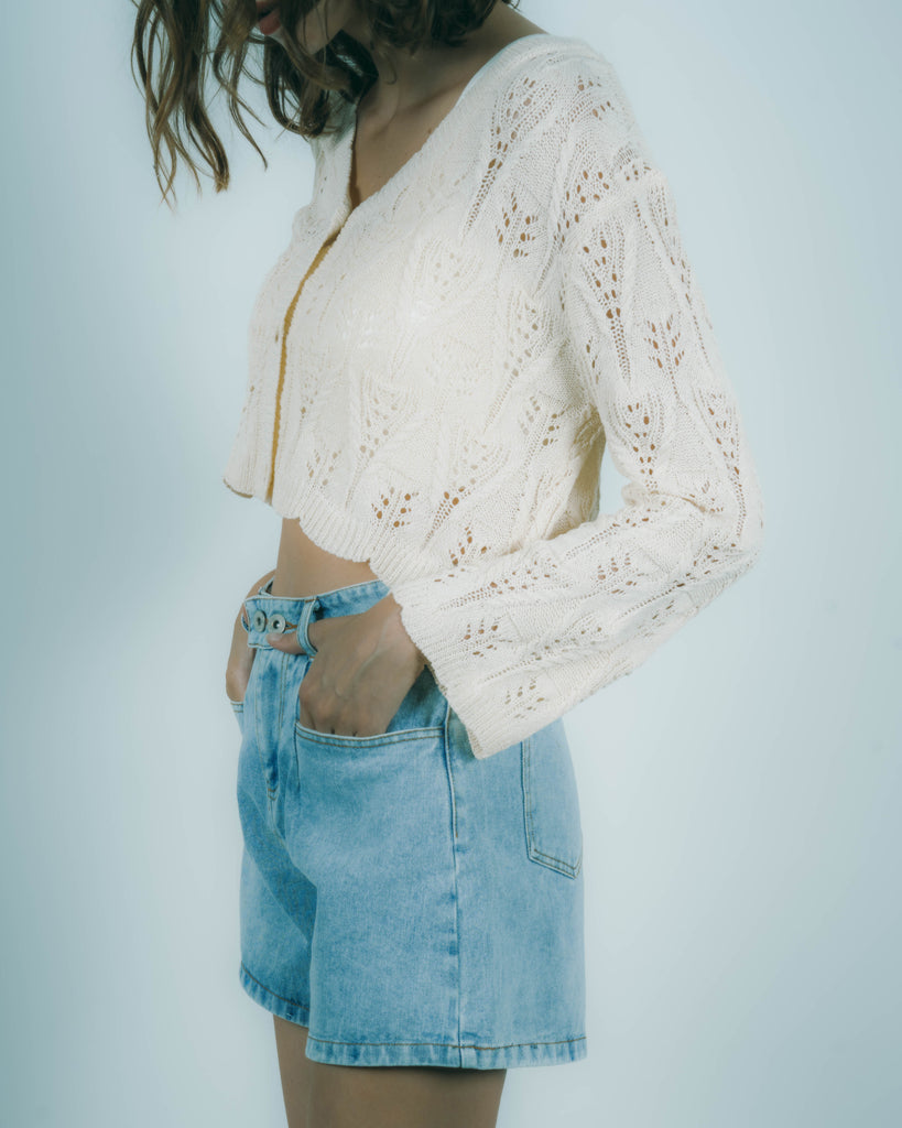 Rania High Waist Denim Shorts (Denim)