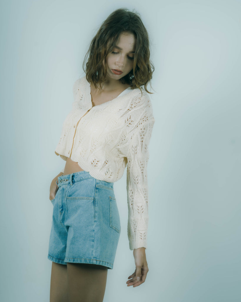 Rania High Waist Denim Shorts (Denim)